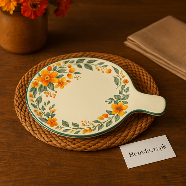 Brilliant Handcrafted Floral Ceramic Serving Plate – Vintage Design for Elegant Dining