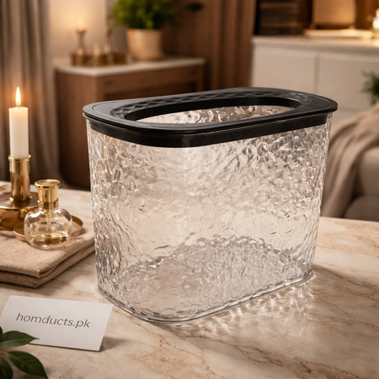 Luxury Clear Textured Storage Organizer Bin — Premium Multi-Purpose Home Container