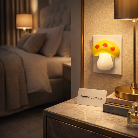 GlowMush Plug-In LED Mushroom Night Light – Cute Kids Room Socket Lamp