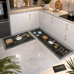 Premium Anti-Slip Absorbent Kitchen Floor Mat Set – Luxury Washable Kitchen Runner Mats for Modern Homes (2 Piece Set)