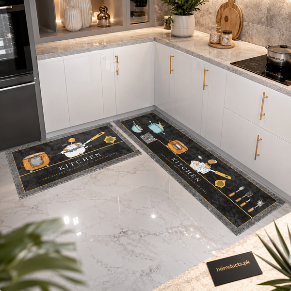 Premium Anti-Slip Absorbent Kitchen Floor Mat Set – Luxury Washable Kitchen Runner Mats for Modern Homes (2 Piece Set)