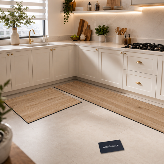 Luxury Anti-Slip Waterproof Kitchen Floor Mat Set for Modern Kitchens – Soft Absorbent Easy Clean Long Runner & Small Mat 2 Piece Set