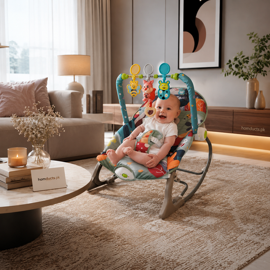 Premium Infant to Toddler Baby Rocker Chair with Hanging Toys & Comfort Seat