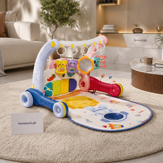 Multifunctional Baby Piano Play Gym Walker Activity Center With Musical Mat & Sensory Toys for Infants and Toddlers