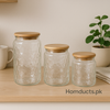 Luxury Honeycomb Glass Storage Jar with Wooden Lid – Available in Small, Medium & Large