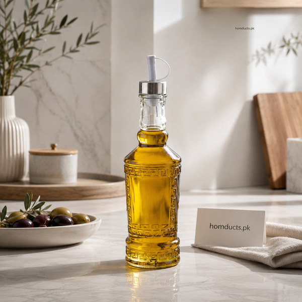 500ml Premium Glass Olive Oil Dispenser Bottle with Pour Spout | Kitchen Oil & Vinegar Bottle