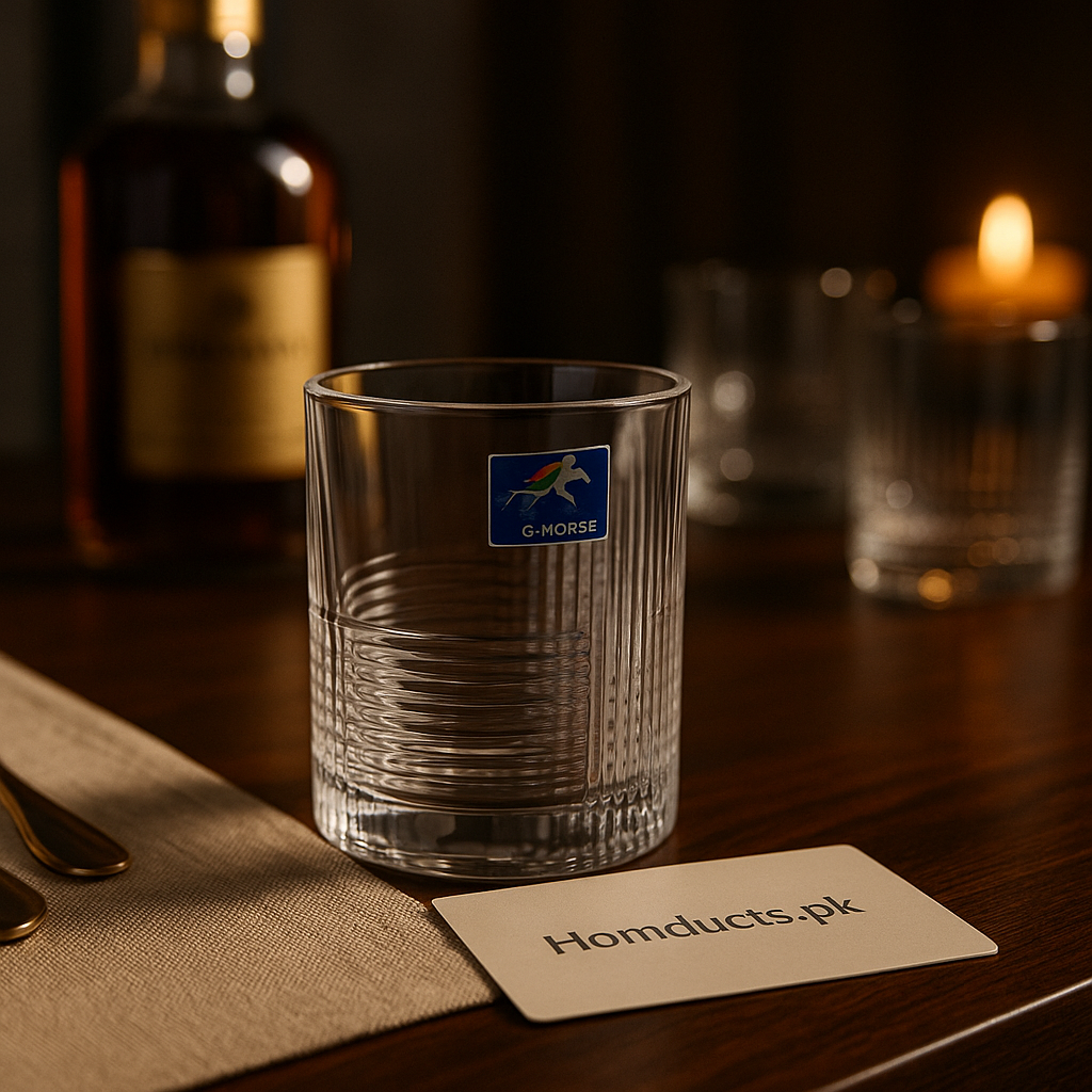 Luxury Crystal Glass Set (6 Pcs) – Premium Ribbed Drinking Glasses by G.Horse