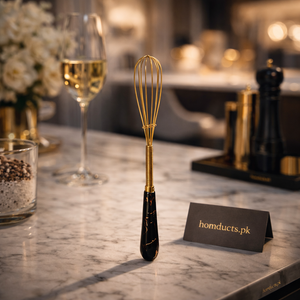 Luxury Gold Mini Whisk – Premium Marble Handle Kitchen Whisk