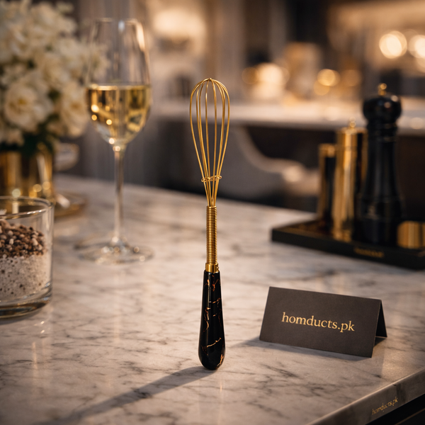 Luxury Gold Mini Whisk – Premium Marble Handle Kitchen Whisk
