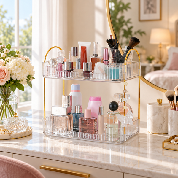2-Tier Acrylic Makeup & Perfume Organizer – Cosmetic Storage Rack