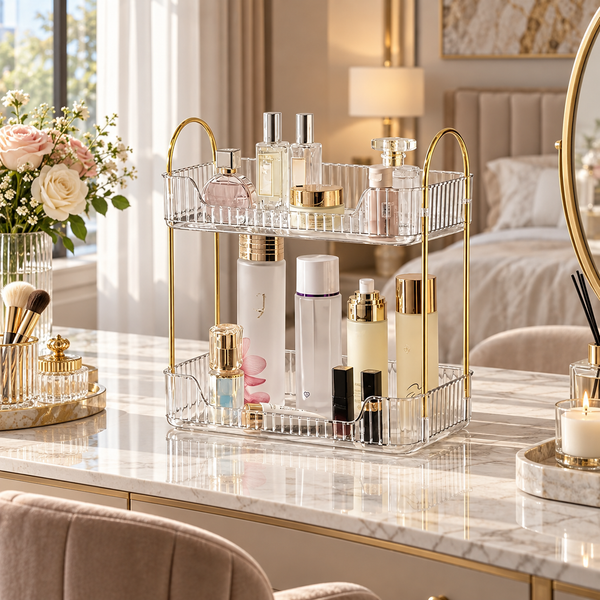 2-Tier Acrylic Makeup & Perfume Organizer – Cosmetic Storage Rack
