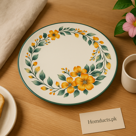 Vintage Floral Ceramic Dinner Plate – Elegant Hand-Painted Tableware by Brilliant