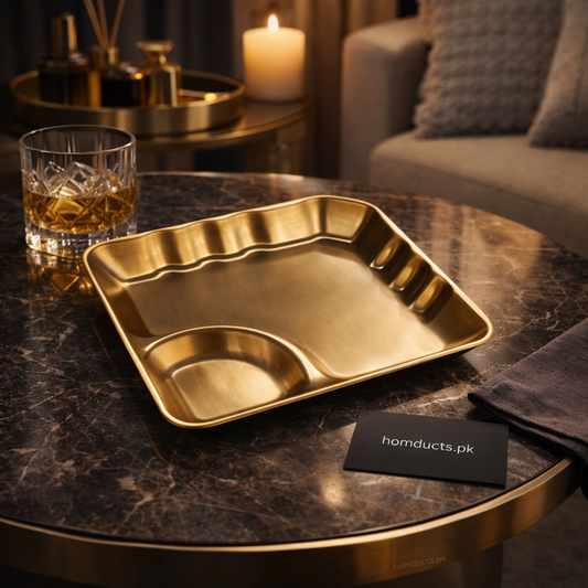Luxury Gold Stainless Steel Divided Serving Tray – Premium Snack & Appetizer Plate
