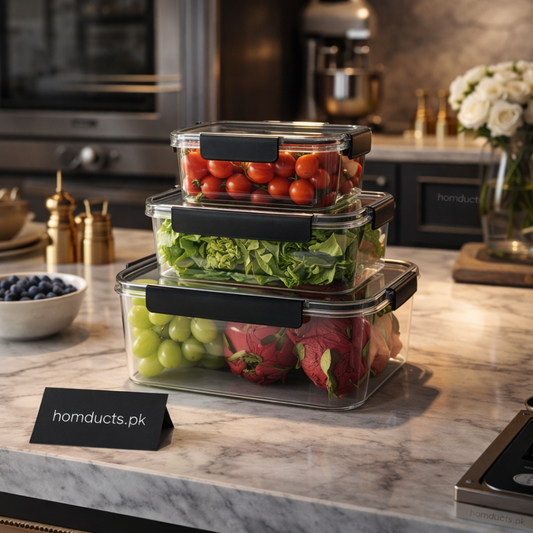 Premium Airtight Acrylic Food Storage Container Set — 3 Piece Kitchen Organizer