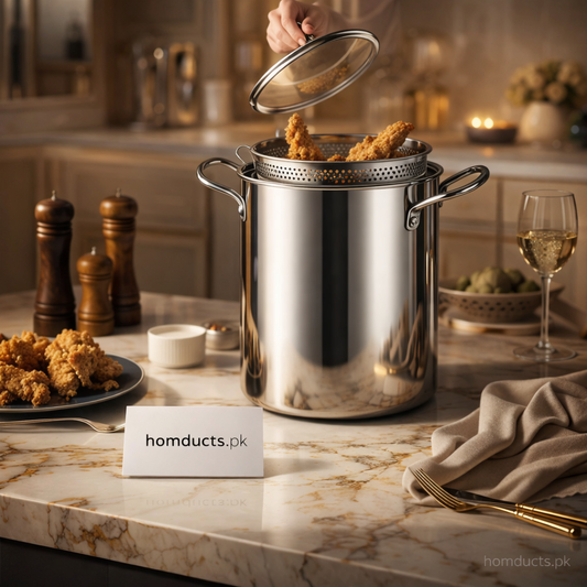 Premium Stainless Steel Deep Fry Pot with Oil Strainer Basket – 3.5L Kitchen Fryer