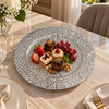Silver Textured Round Decorative Serving Plate