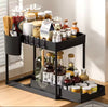 Luxury Sliding 2-Tier Black Kitchen Organizer Rack – Premium Countertop Storage Shelf