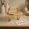 Luxury Golden Wall-Mounted Soap Holder with Hooks – Premium Bathroom Organizer