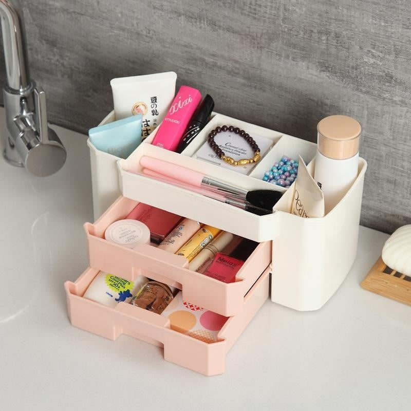 Luxury Dual-Layer Cosmetic Organizer Box – Premium Vanity Storage Drawer (24cm)