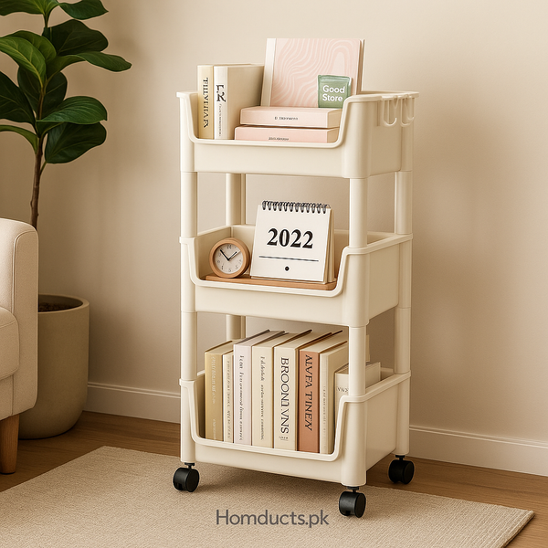 Luxury 3-Layer Rolling Storage Rack – Multi-Purpose Organizer with Wheels