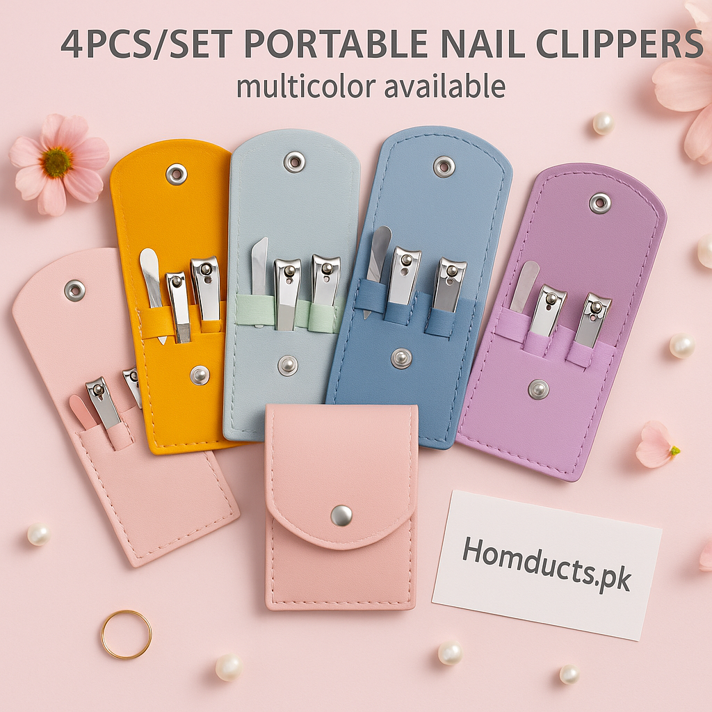 Luxury 4-in-1 Portable Nail Clipper Set with Travel Case – Multicolor Grooming Kit