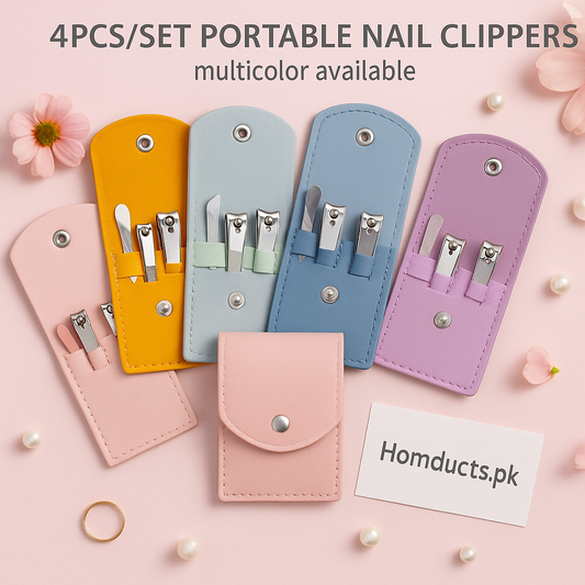 Luxury 4-in-1 Portable Nail Clipper Set with Travel Case – Multicolor Grooming Kit