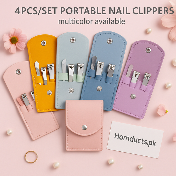 Luxury 4-in-1 Portable Nail Clipper Set with Travel Case – Multicolor Grooming Kit
