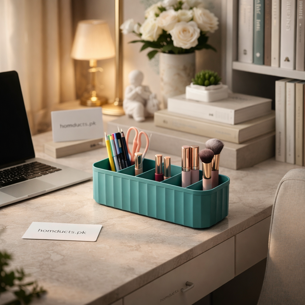 Luxury Multi-Compartment Desk Organizer & Makeup Storage Holder