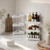 3-Tier Kitchen Corner Storage Rack | Space Saving Countertop Organizer Shelf for Spices, Bottles & Jars