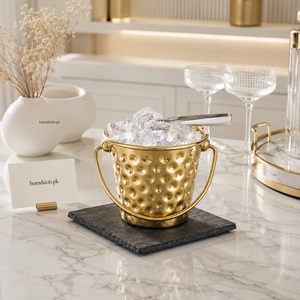 1000ml Hammered Gold Ice Bucket with Ice Tong | Luxury Stainless Steel Champagne & Wine Chiller