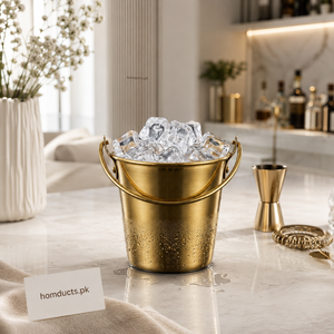 Luxury Gold Stainless Steel Ice Bucket with Handle – 800ml Chilled Ice Bucket for Home Bar & Parties