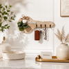 Rustic Wooden Wall Key Holder with Decorative Home Sign & 4 Hooks | Entryway Key Organizer