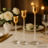 Luxury Gold & Crystal Candle Holder Set – Elegant Table Décor (3 Pcs)
