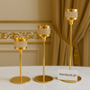 Luxury Crystal Gold Candle Holder Set – 3 Pcs Elegant Table Décor