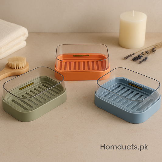 Dustproof Plastic Soap Box with Lid – Multi-Color Bathroom & Kitchen Organizer