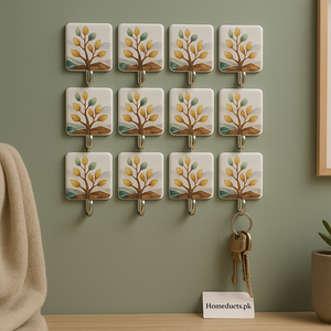 12-Piece Decorative Wall Hook Set – Self-Adhesive Key & Towel Holders