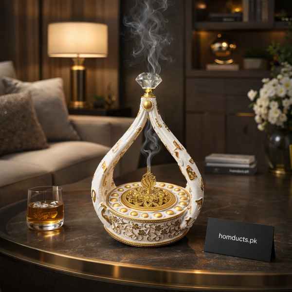 Luxury Porcelain Luban Dan Incense Burner – Elegant Bakhoor Holder with Crystal Top