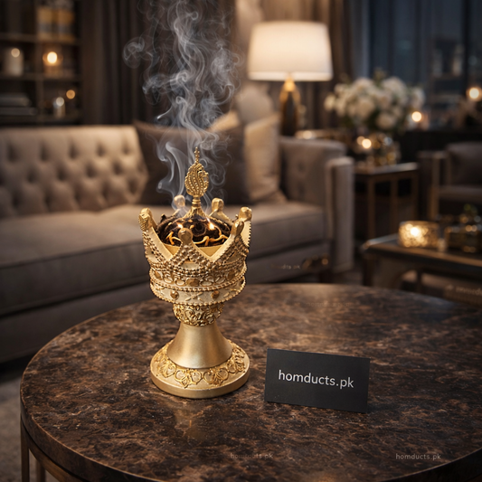 Royal Crown Bakhoor Burner – Luxury Porcelain Luban Dan Incense Holder