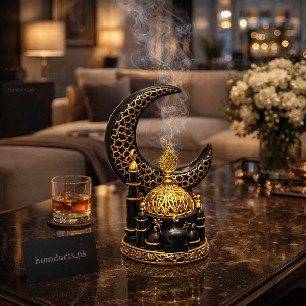 Luxury Crescent Moon Bakhoor Burner – Premium Arabic Incense Holder Decor