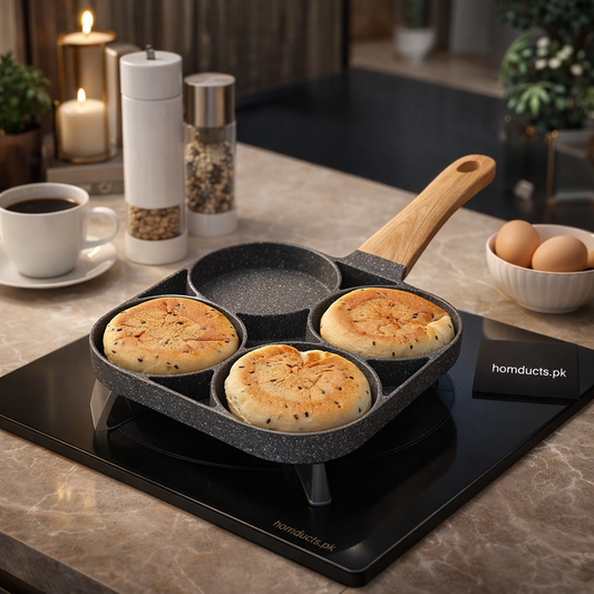 Premium 4-Slot Nonstick Multi-Section Frying Pan – Breakfast & Meal Divider Skillet