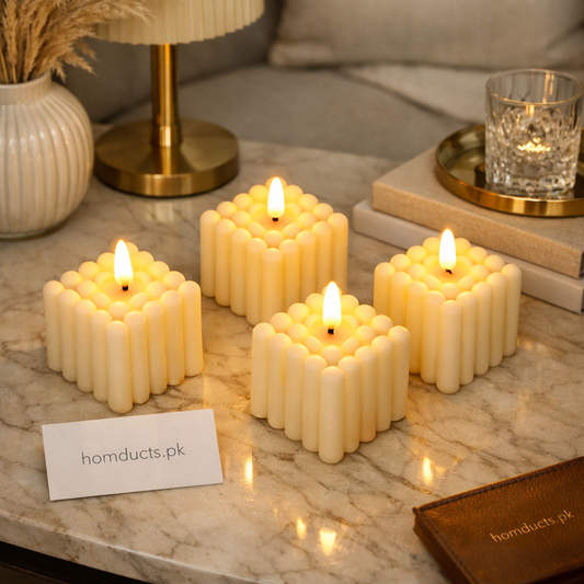 Luxury LED Bubble Cube Candle Set – Flameless Decorative Electric Candles for Home Décor & Ambient Lighting