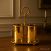Luxury Golden Double Spoon Holder – Premium Metal Tabletop Organizer