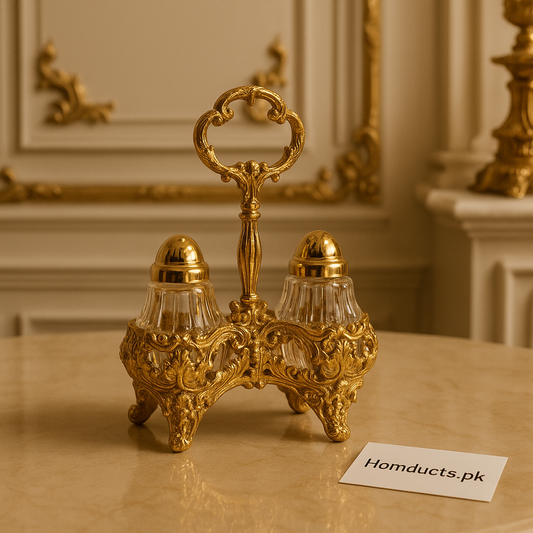 Luxury Gold Crystal Salt & Pepper Shaker Set – Victorian Style Seasoning Holder