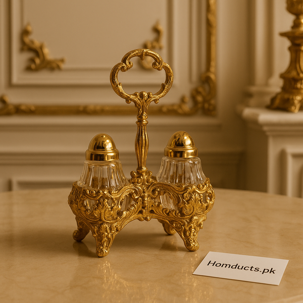 Luxury Gold Crystal Salt & Pepper Shaker Set – Victorian Style Seasoning Holder