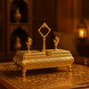 Premium Gold-Plated Decorative Tissue Box with Handle & Twin Holders – Luxury Table Decor