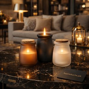 Luxury Frosted Glass Scented Candle with Cork Lid – Premium Home Fragrance (1 Pc)