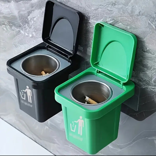Wall mounted Compact cigarette ashtray trashbin