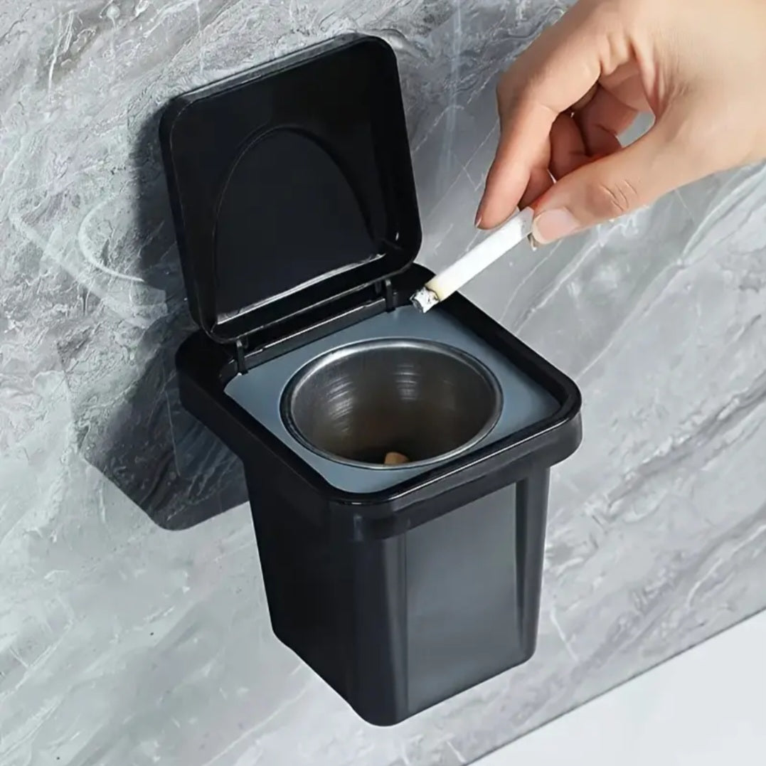 Wall mounted Compact cigarette ashtray trashbin