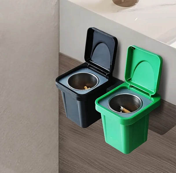Wall mounted Compact cigarette ashtray trashbin