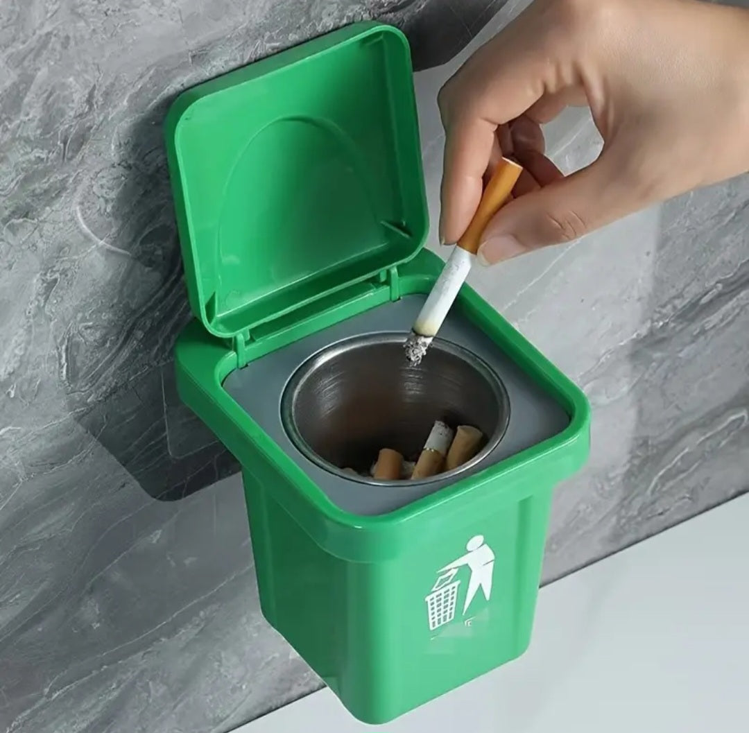 Wall mounted Compact cigarette ashtray trashbin